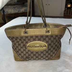 Gucci GG Tote Bag Gold Leather